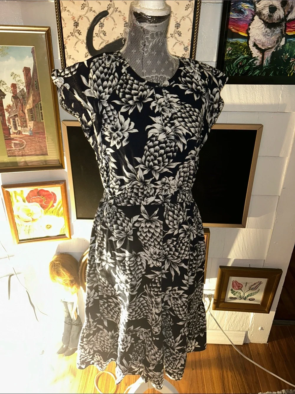J. Crew Black & White Floral Midi Dress
